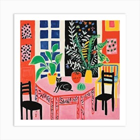 Cat At The Table 9 Art Print