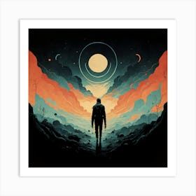 Man Walking Through The Desert Art Print