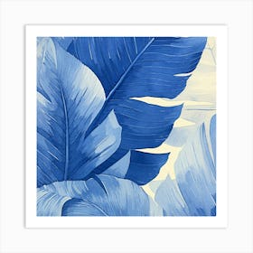 Blue Palm Leaves Art Print