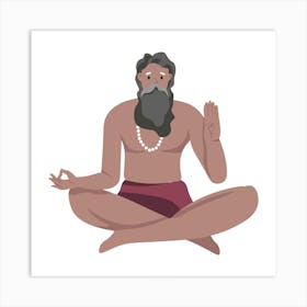 Male Character Practicing Meditation Exercise Art Print