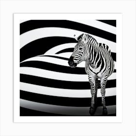 Optical Illusion Of A Zebra Posed With Curved Body Head Tilting Towards Top Right Corner Set Again Art Print