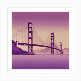 Minimalist Purple Golden Gate Bridge Art Print