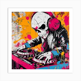 Dj Skeleton Art Print