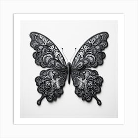 Black Lace Butterfly II Art Print