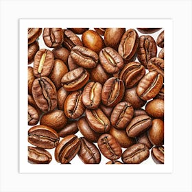 Watercolor Coffee Beans Art Print