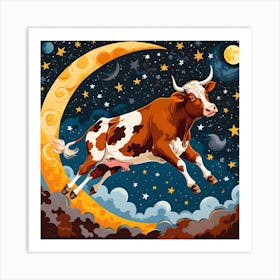 COW JUMPING OVER THE MOON Art Print