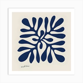 Blue And White Leaves Art Print