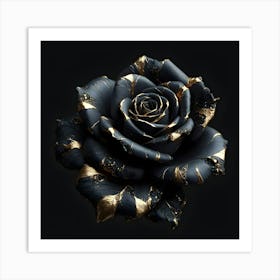 Black Gold Rose 2 Art Print