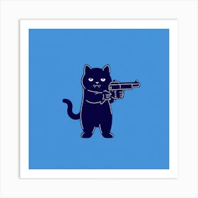 Cat With Gun Art Print