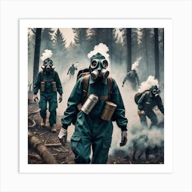 Gas Masks In The Forest 8 Art Print