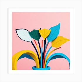 Paper Flowers In A Vase Art Print