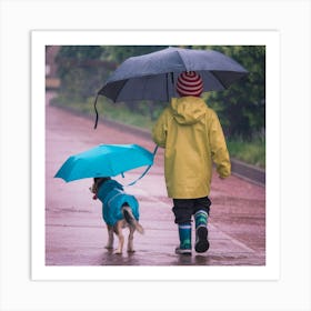 A Photo Of A Kid Walking His Dog In The Ib1ly7o Trelaiv0it8fsg Uwslkiohtnwppunu3f45wg Art Print