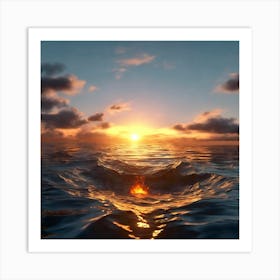 Sunset In The Ocean Art Print