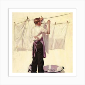 Boy Washing Clothes 1 Art Print