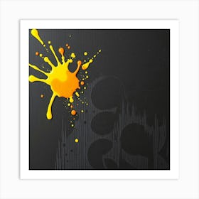 Yellow Paint Splatter Art Print