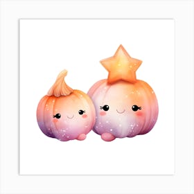 Cute Pumpkins white background Art Print