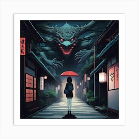 Girl with an Umbrella Art Print