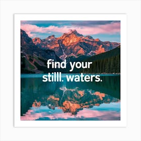 A Tranquil Lake Mirroring A Colorful Mountain Range Art Print