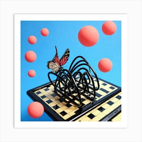 Butterfly On A Chess Board 31 Art Print