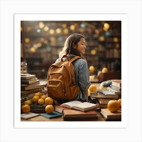 Young Woman Studying In The Library Art Print