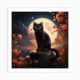 Fantasy Black Cat Art Print