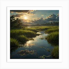 Sunrise Over Marsh 2 Art Print