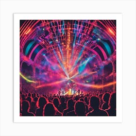 Psychedelic Harmony Bands And Lights In The Cosmic Concert Art Print