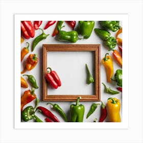 Colorful Peppers In A Frame 2 Art Print