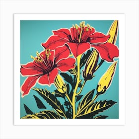 Gloriosa Lily 2 Pop Art Illustration Square Art Print