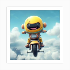 Cartoon Character Riding A Motorcycle Art Print