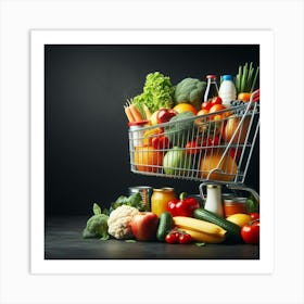 Shopping Cart Full Of Fruits And Vegetables 3 Art Print