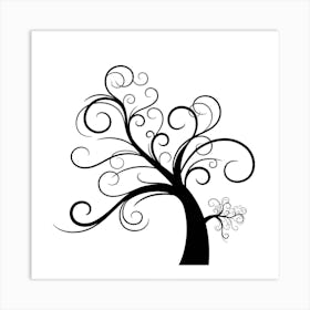 Tree With Swirls Vector Art Print