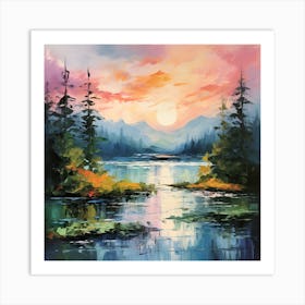 Sunset Over Lake 1 Art Print