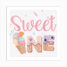 Funny Sweet One Ice Cream 1st Birthday Family Matching Art Print