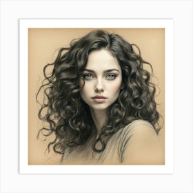 Portrait Of A Woman With Curly Hair Art Print