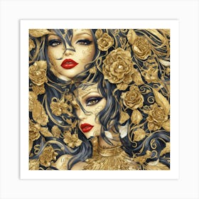 Default Gold Lips Makeup Trendy Wall Art 1 Art Print