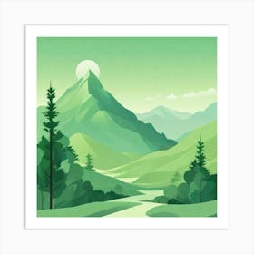 Misty mountains background in green tone 78 Art Print