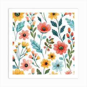 Floral Seamless Pattern 4 Art Print