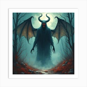 Demonic Soul In A Watercolor Haunted World, Vivid And Dark 1 Art Print