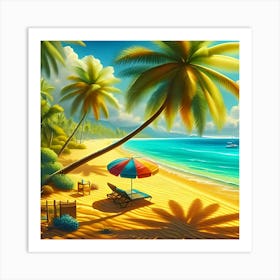 Palm Trees As Part Of A Landscape At A Beach Front 2 Art Print