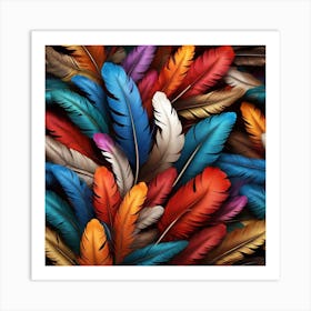 Colorful Feathers Seamless Pattern New Designs 2024 Art Print