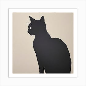 Silhouette Of A Cat Art Print