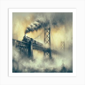 Train Crossing The Bay Bridge Art Print