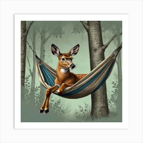 Deer In Hammock Art Print