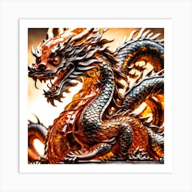 Orange Chinese Dragon Poster