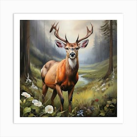Deer In The Woods 3 Art Print