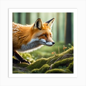 Red Fox In The Forest 51 Art Print