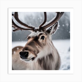 Reindeer In The Snow Art Print