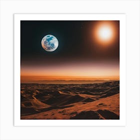 Moon Over Desert Art Print