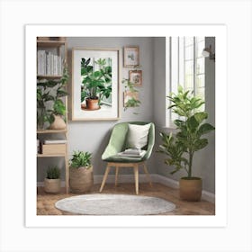 Living Room With Plants Art Print